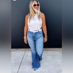 BLAKELEY Pinstripe Flare Jeans – NWT- Size: 3